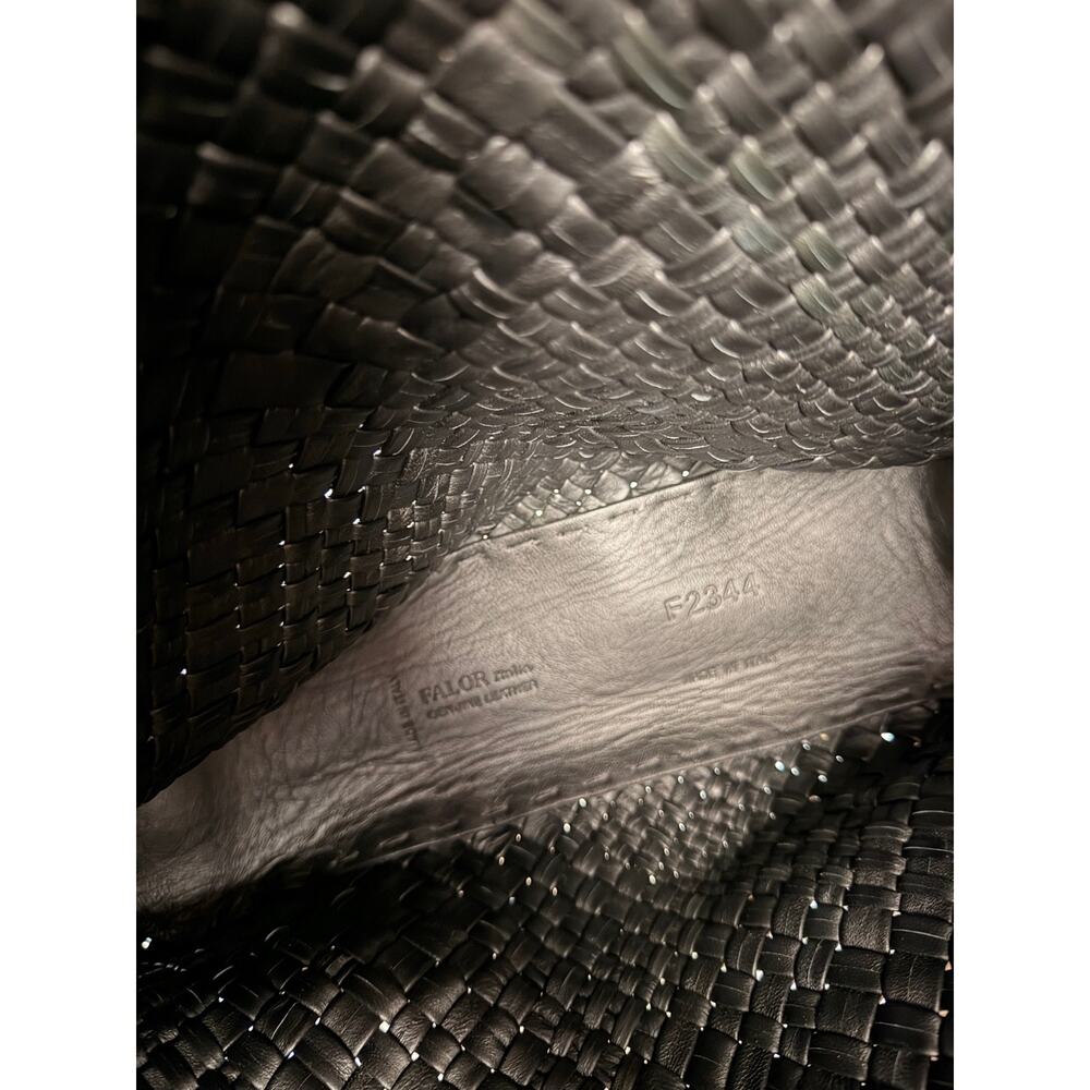 Falor Firenze Woven Leather Tote Bag Black Intrecciato Italian Leather Shopper - Picture 5 of 6